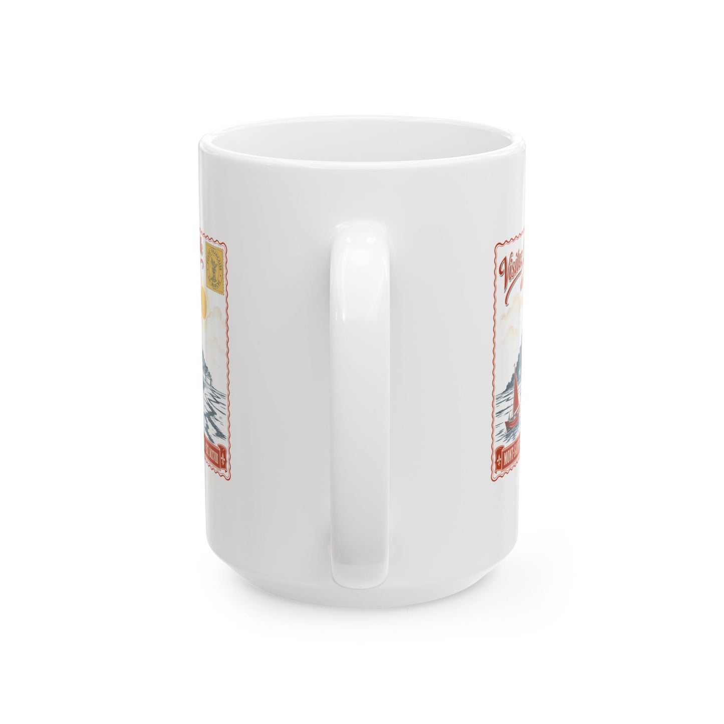 Mont Saint Michel Postcard Ceramic Mug, (11oz, 15oz)