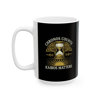 Greek Chronos vs Kairos Ceramic Mug, (11oz, 15oz)