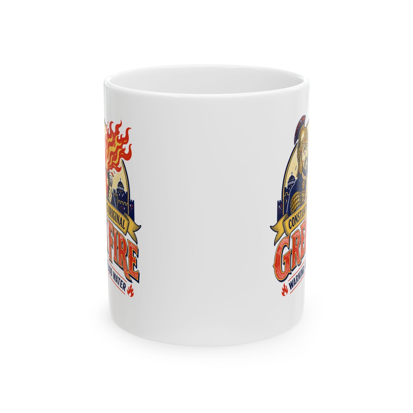 Byzantine Greek Fire Warning Ceramic Mug, (11oz, 15oz)