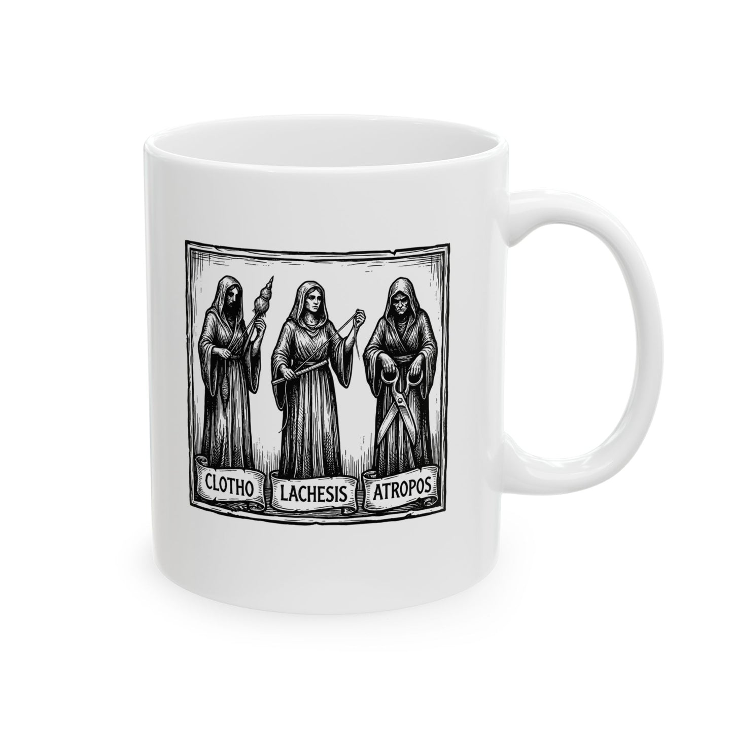 The 3 Fates Clotho Lachesis Atropos Ceramic Mug, (11oz, 15oz)