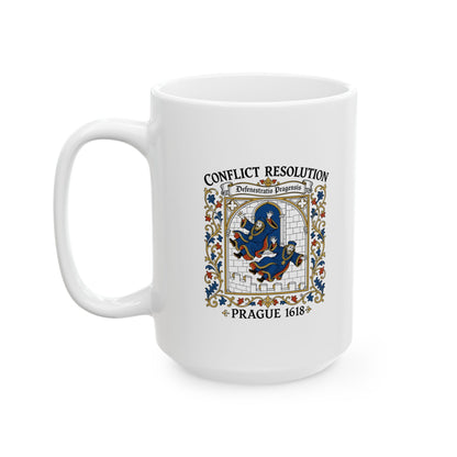 Prague Defenestration Manuscript Style Ceramic Mug, (11oz, 15oz)