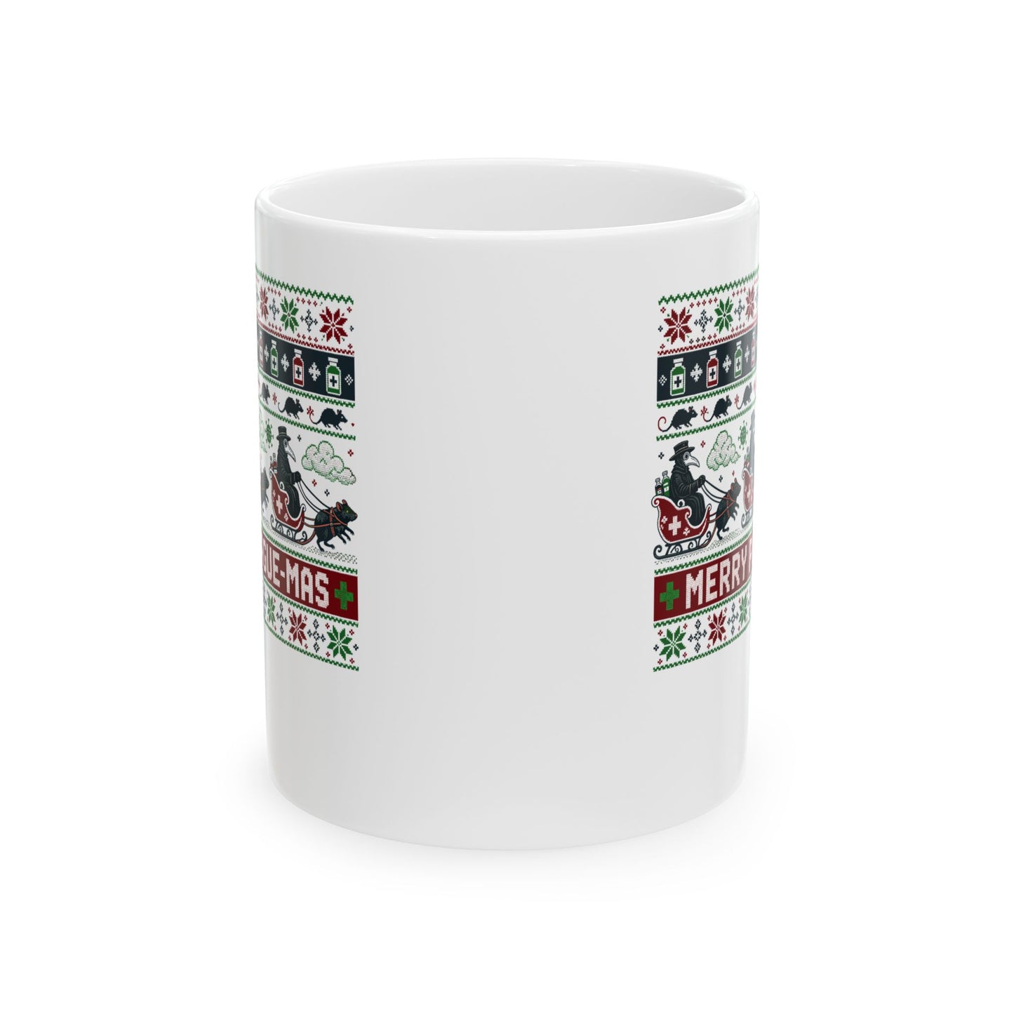 Ugly Sweater Style Merry Plaguemas Ceramic Mug, (11oz, 15oz)