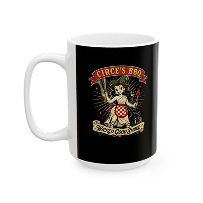 Circe's BBQ Wicked Good Smoke Ceramic Mug, (11oz, 15oz)