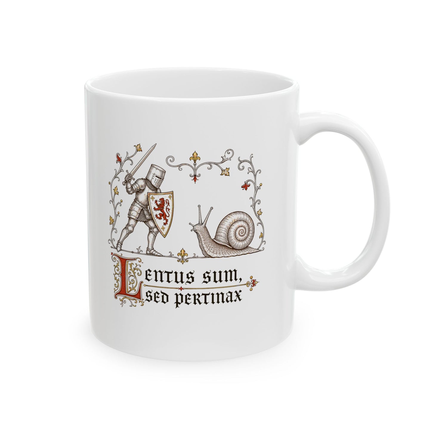 Knight vs Snail Marginalia Ceramic Mug, (11oz, 15oz)
