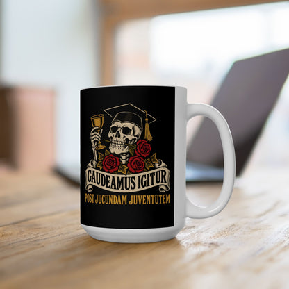 Gaudeamus Igitur Skull Ceramic Mug, (11oz, 15oz)
