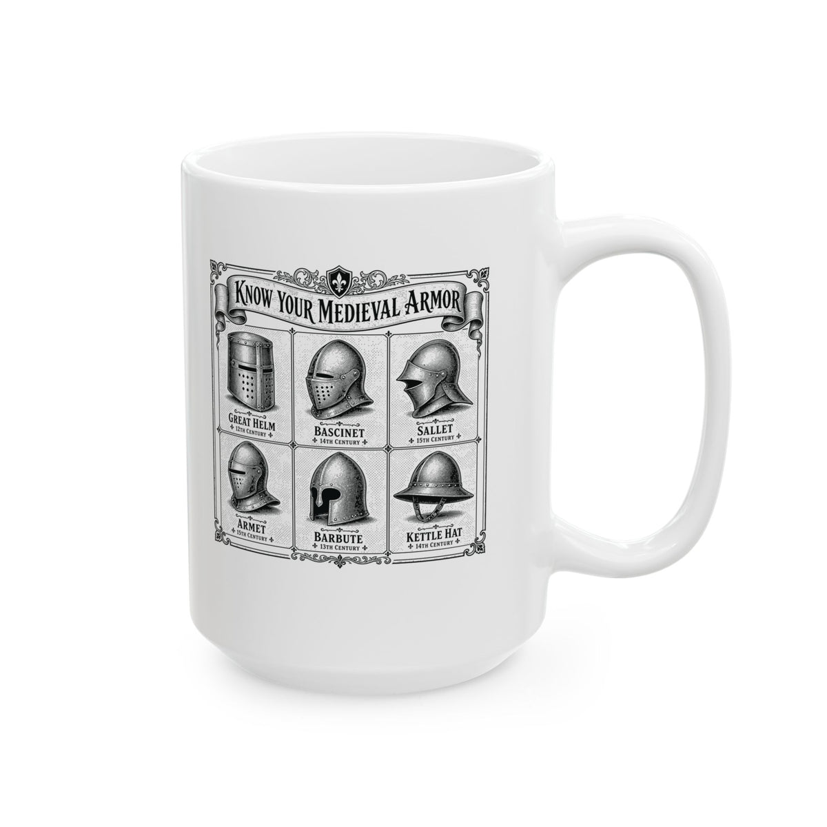 Medieval Armor Helmets Ceramic Mug, (11oz, 15oz)