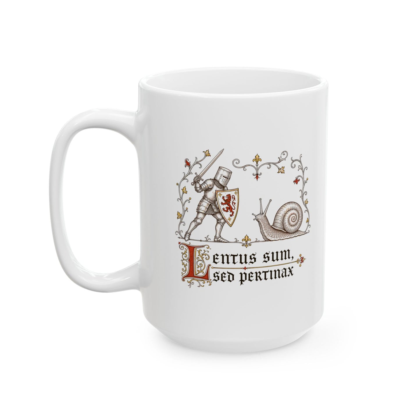 Knight vs Snail Marginalia Ceramic Mug, (11oz, 15oz)