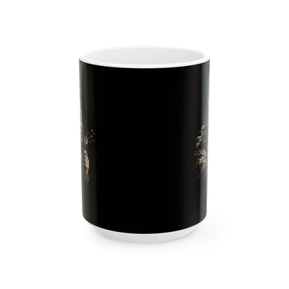 Attila the Hun Blowing a Dandelion Ceramic Mug, (11oz, 15oz)