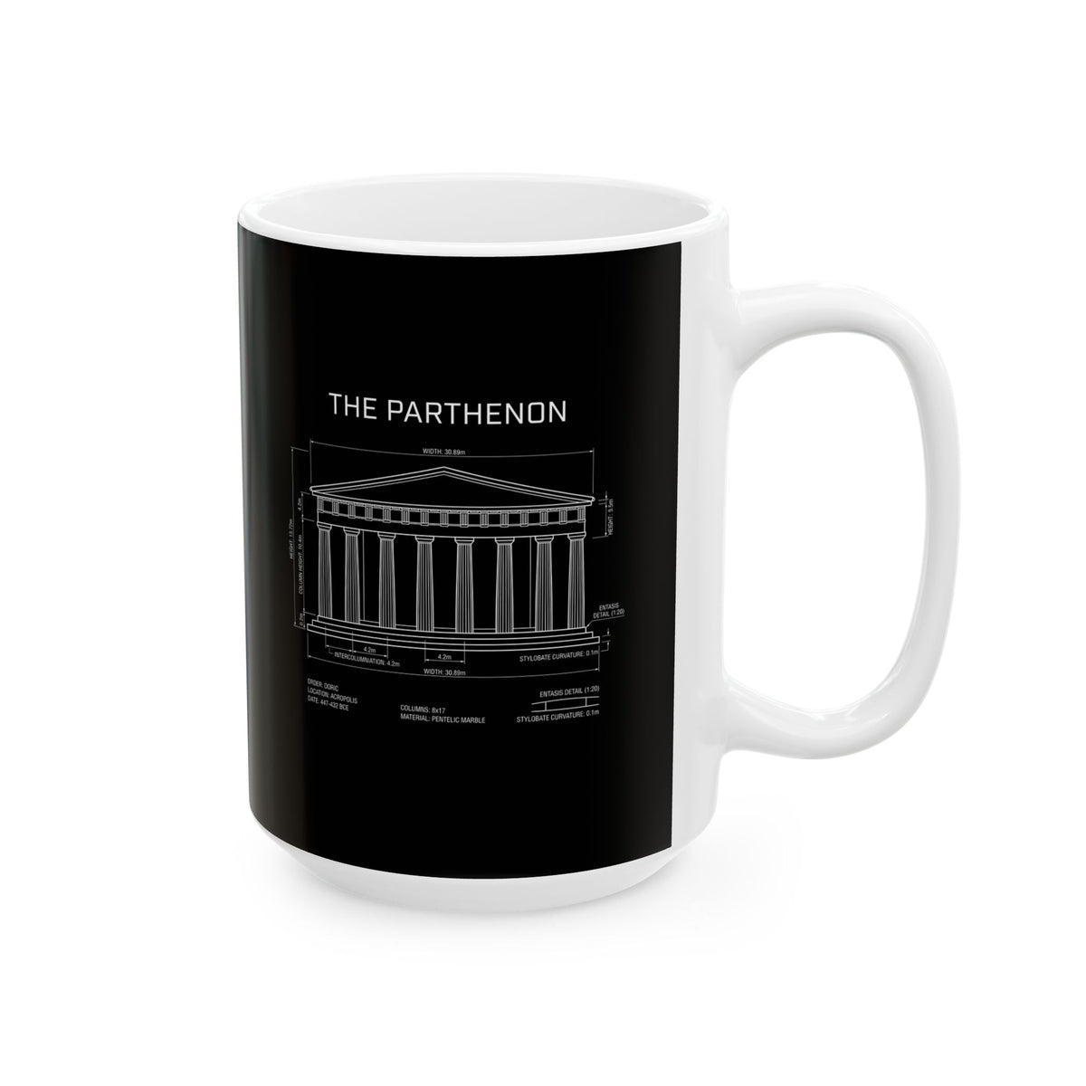 Parthenon Schematic Ceramic Mug, (11oz, 15oz)