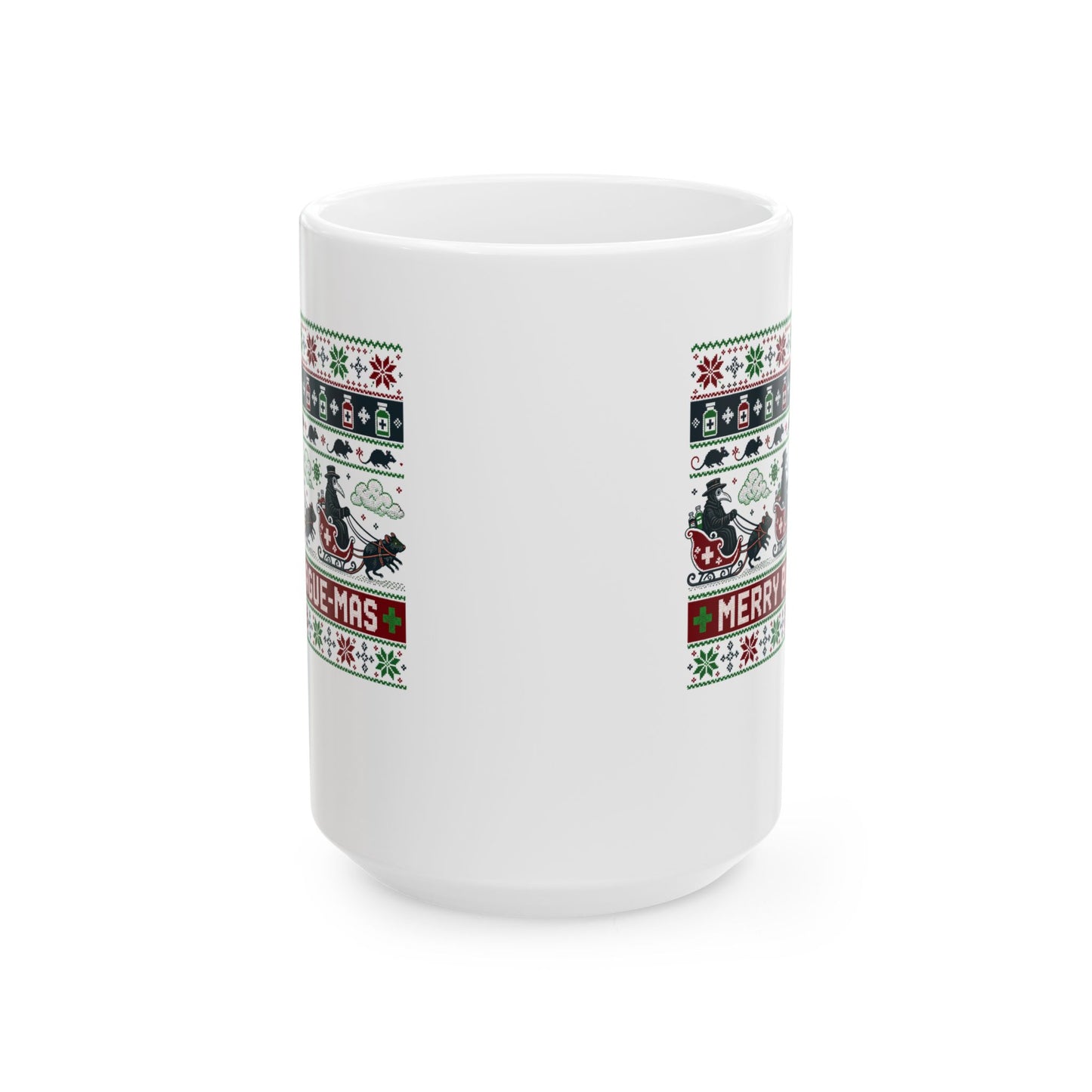 Ugly Sweater Style Merry Plaguemas Ceramic Mug, (11oz, 15oz)