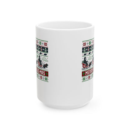 Ugly Sweater Style Merry Plaguemas Ceramic Mug, (11oz, 15oz)