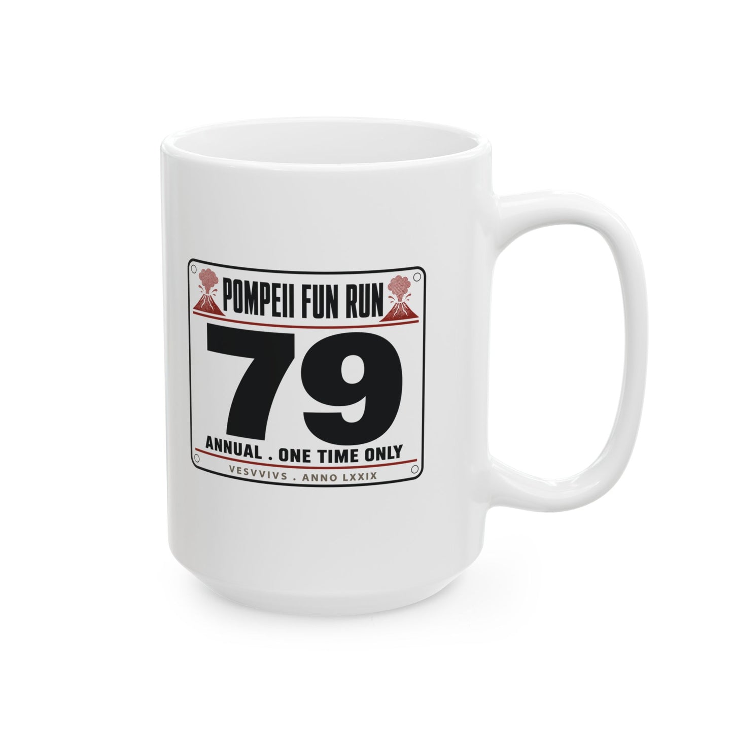 Pompeii Fun Run Race Bib Ceramic Mug, (11oz, 15oz)