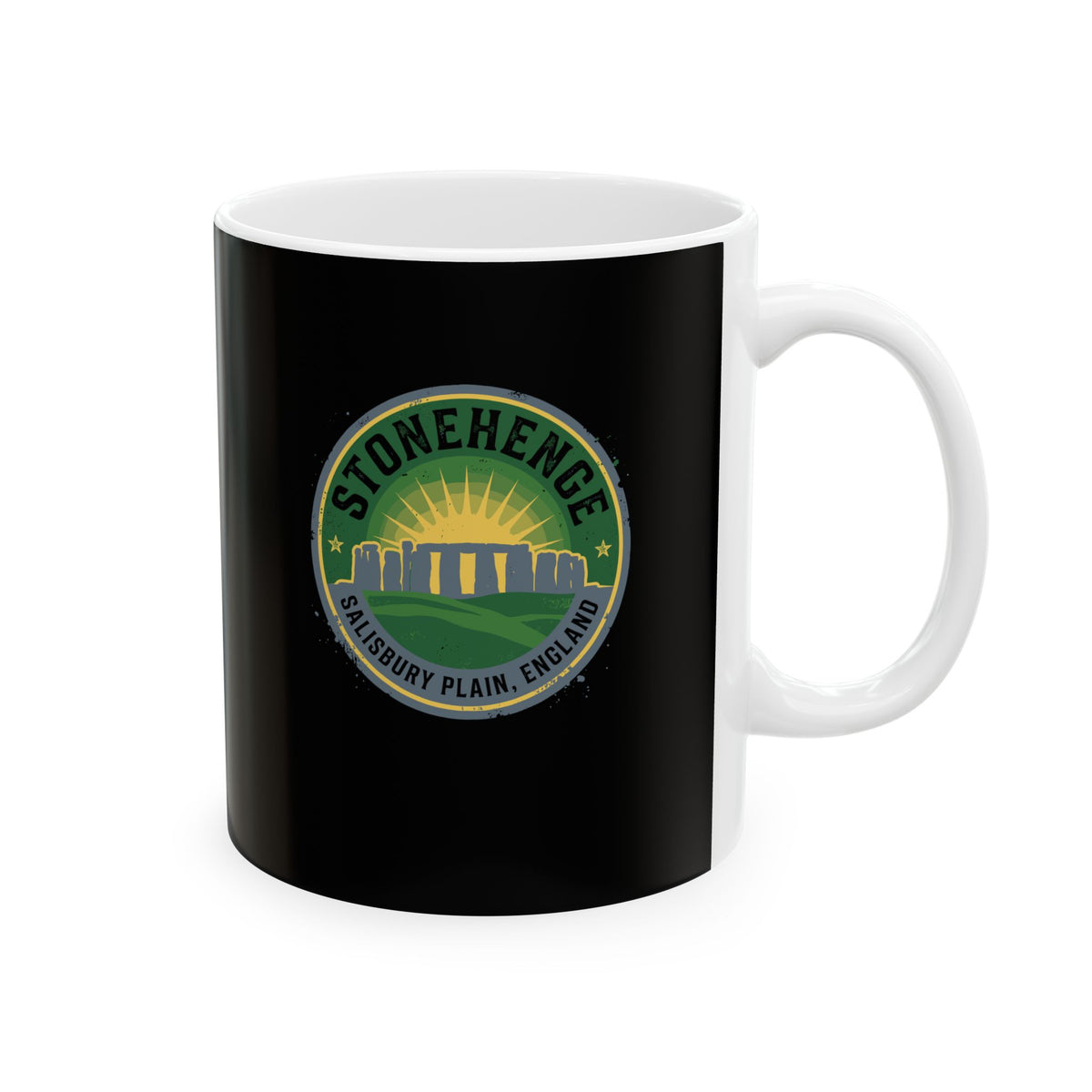 Stone Henge Badge Ceramic Mug, (11oz, 15oz)