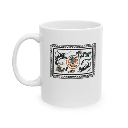 Marine Fish Scene Pompeii Mosaic Ceramic Mug, (11oz, 15oz)