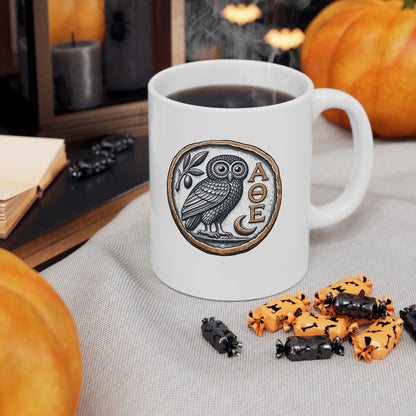 Athens Owl Coin Ceramic Mug, (11oz, 15oz)