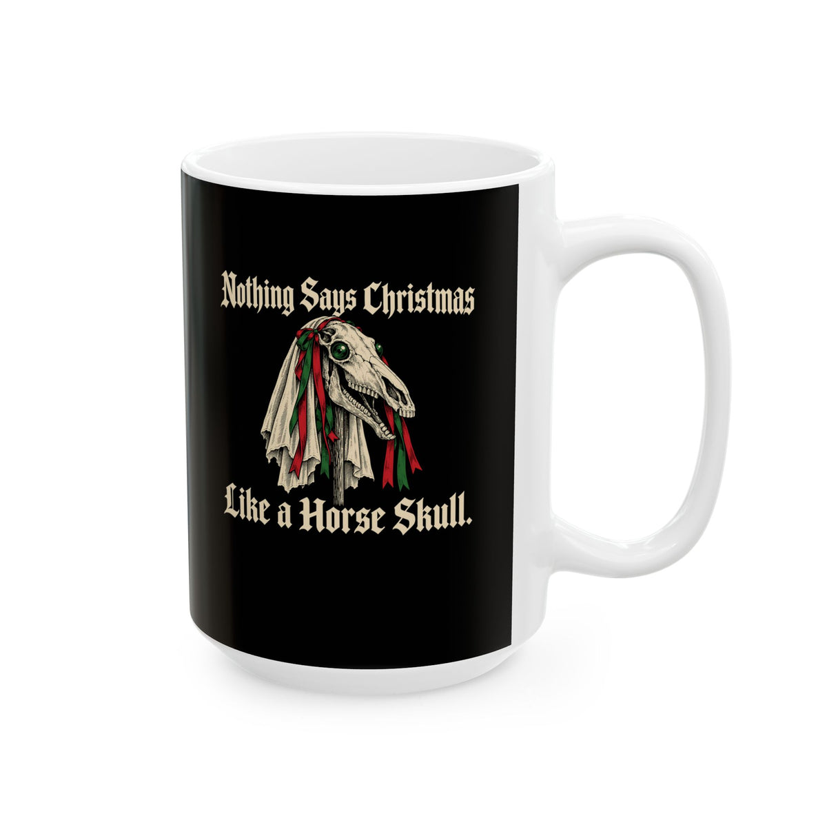 Mari Lwyd Horse Skull Ceramic Mug, (11oz, 15oz)