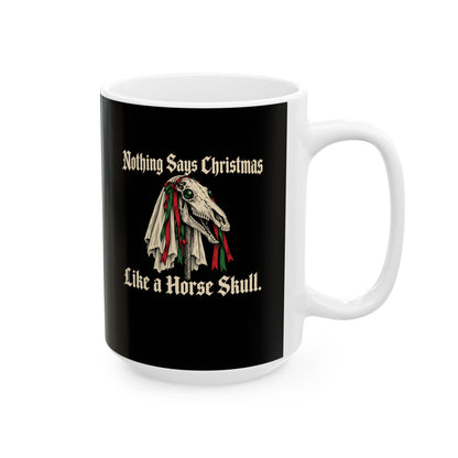 Mari Lwyd Horse Skull Ceramic Mug, (11oz, 15oz)