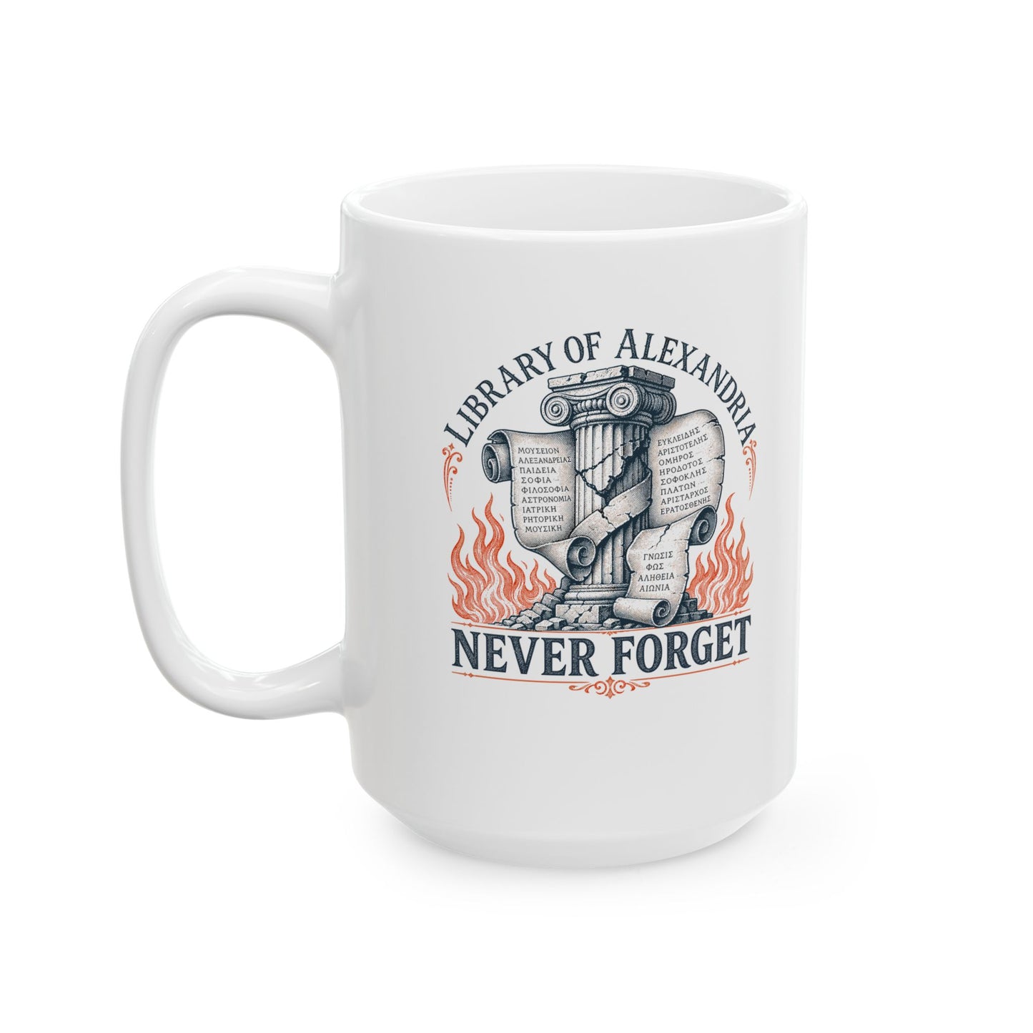 Never Forget Library of Alexandria Ceramic Mug, (11oz, 15oz)