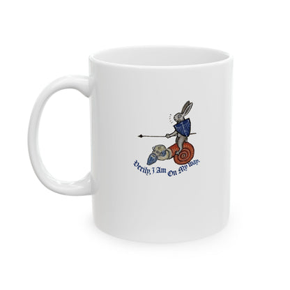 Medieval Marginalia Rabbit Snail Ceramic Mug, (11oz, 15oz)