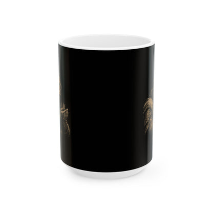 Genghis Khan Holding a Butterfly Ceramic Mug, (11oz, 15oz)