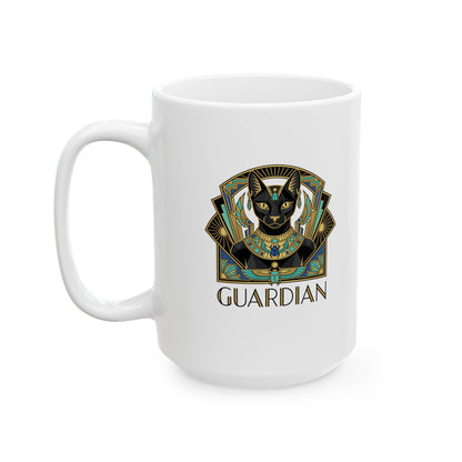 Bastet Guardian Art Deco Ceramic Mug, (11oz, 15oz)