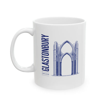 Glastonbury Abbey Blueprint Ceramic Mug, (11oz, 15oz)
