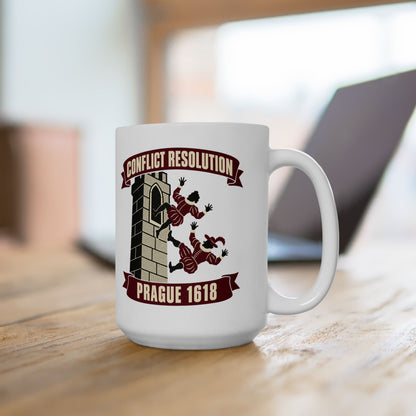 Prague Defenestration Conflict Resolution Poster Ceramic Mug, (11oz, 15oz)