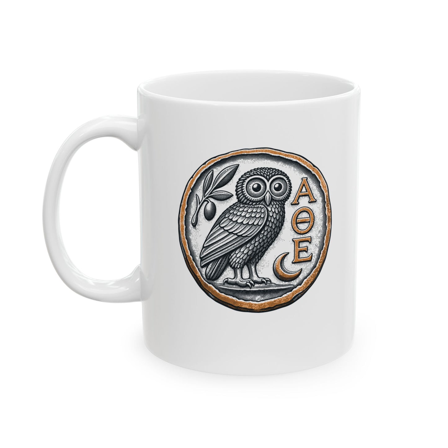 Athens Owl Coin Ceramic Mug, (11oz, 15oz)