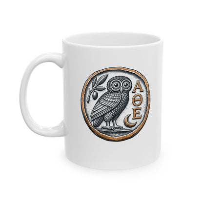 Athens Owl Coin Ceramic Mug, (11oz, 15oz)