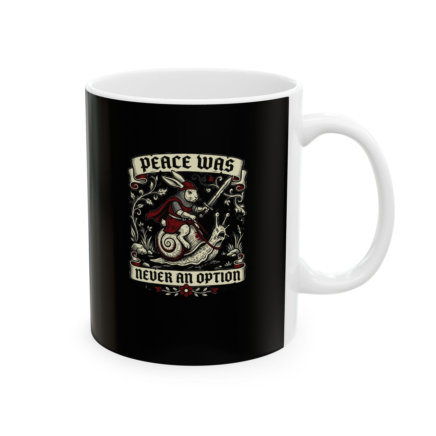 Marginalia Rabbit Peace Not Option Ceramic Mug, (11oz, 15oz)