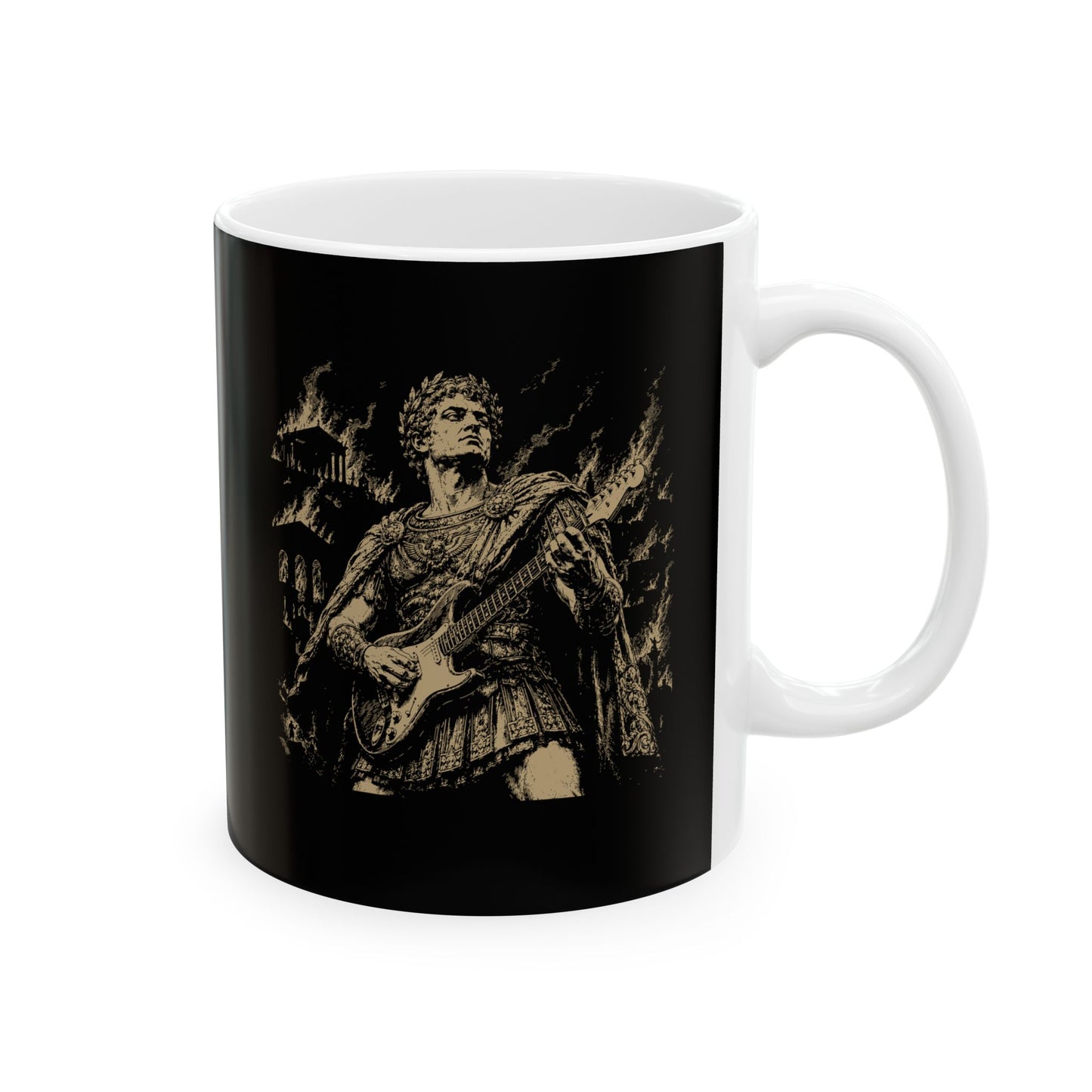 Nero Playing Guitar Ceramic Mug, (11oz, 15oz)