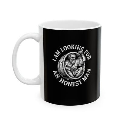 Diogenes of Sinope Looking for Honest Man Quote Ceramic Mug, (11oz, 15oz)