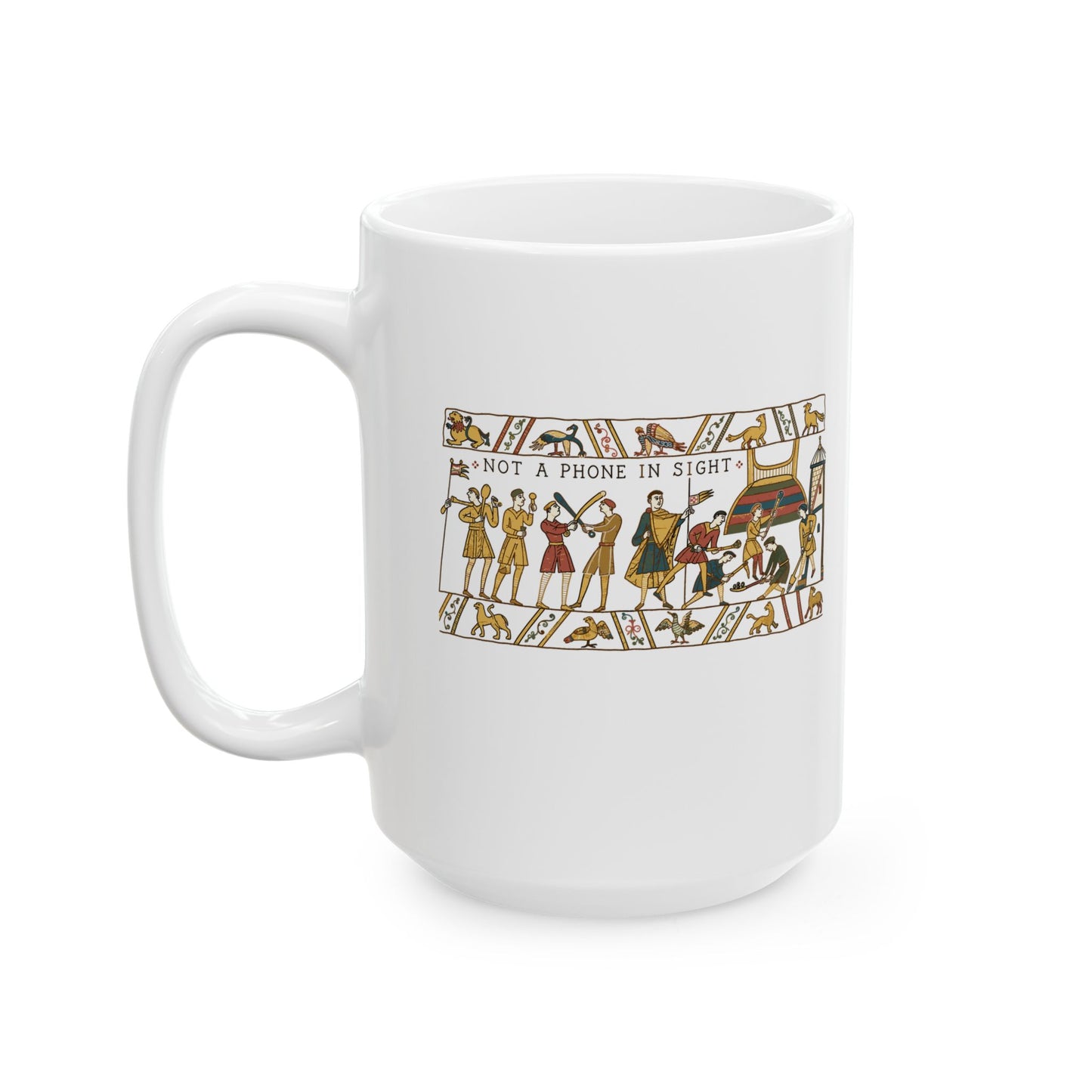 Bayeux Tapestry Not a Phone in Sight Ceramic Mug, (11oz, 15oz)