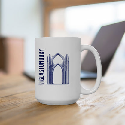 Glastonbury Abbey Blueprint Ceramic Mug, (11oz, 15oz)