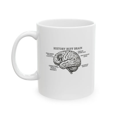 History Buff Brain Ceramic Mug, (11oz, 15oz)