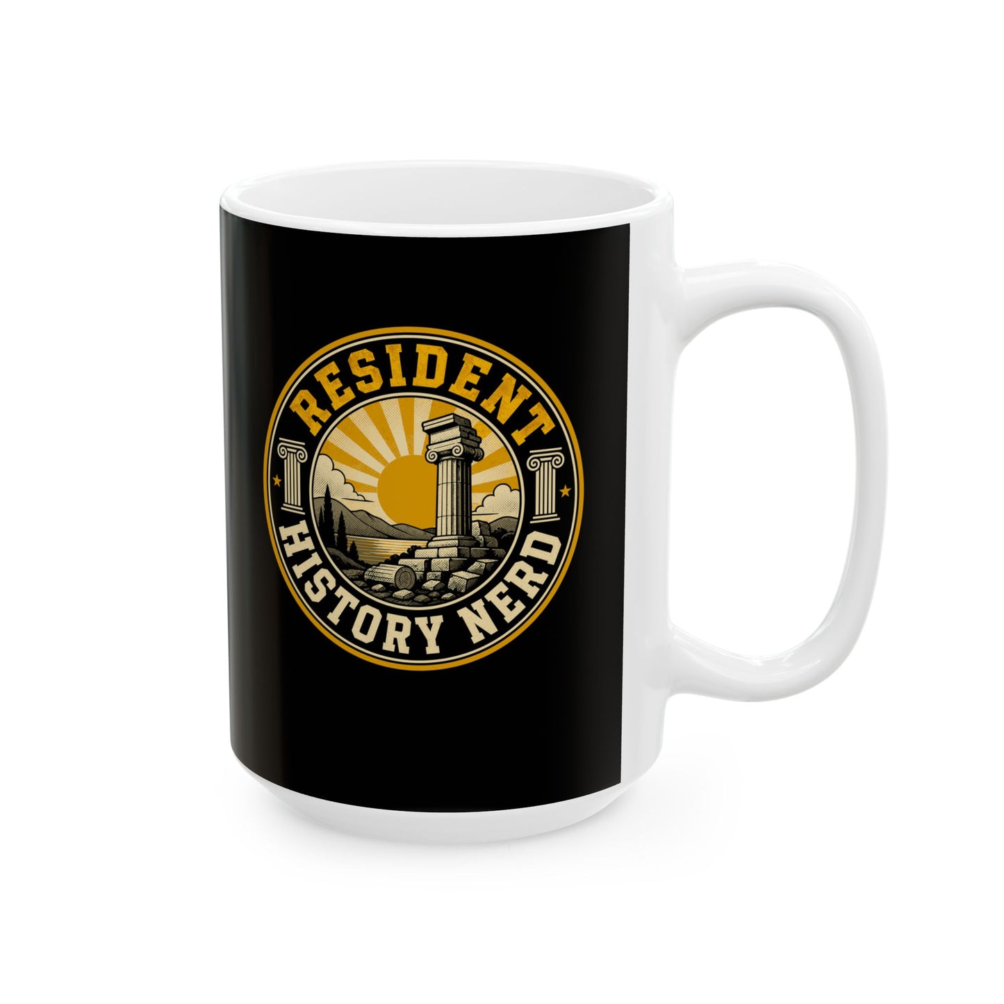Resident History Nerd Badge Style Ceramic Mug, (11oz, 15oz)
