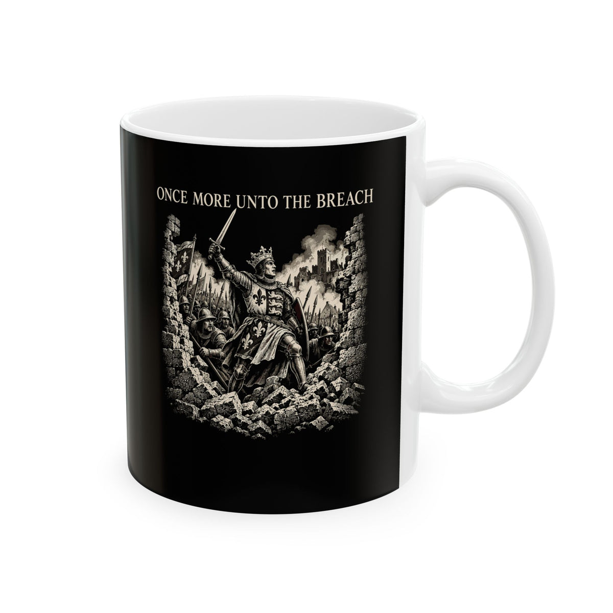 Henry V Unto The Breach Engraving Ceramic Mug, (11oz, 15oz)