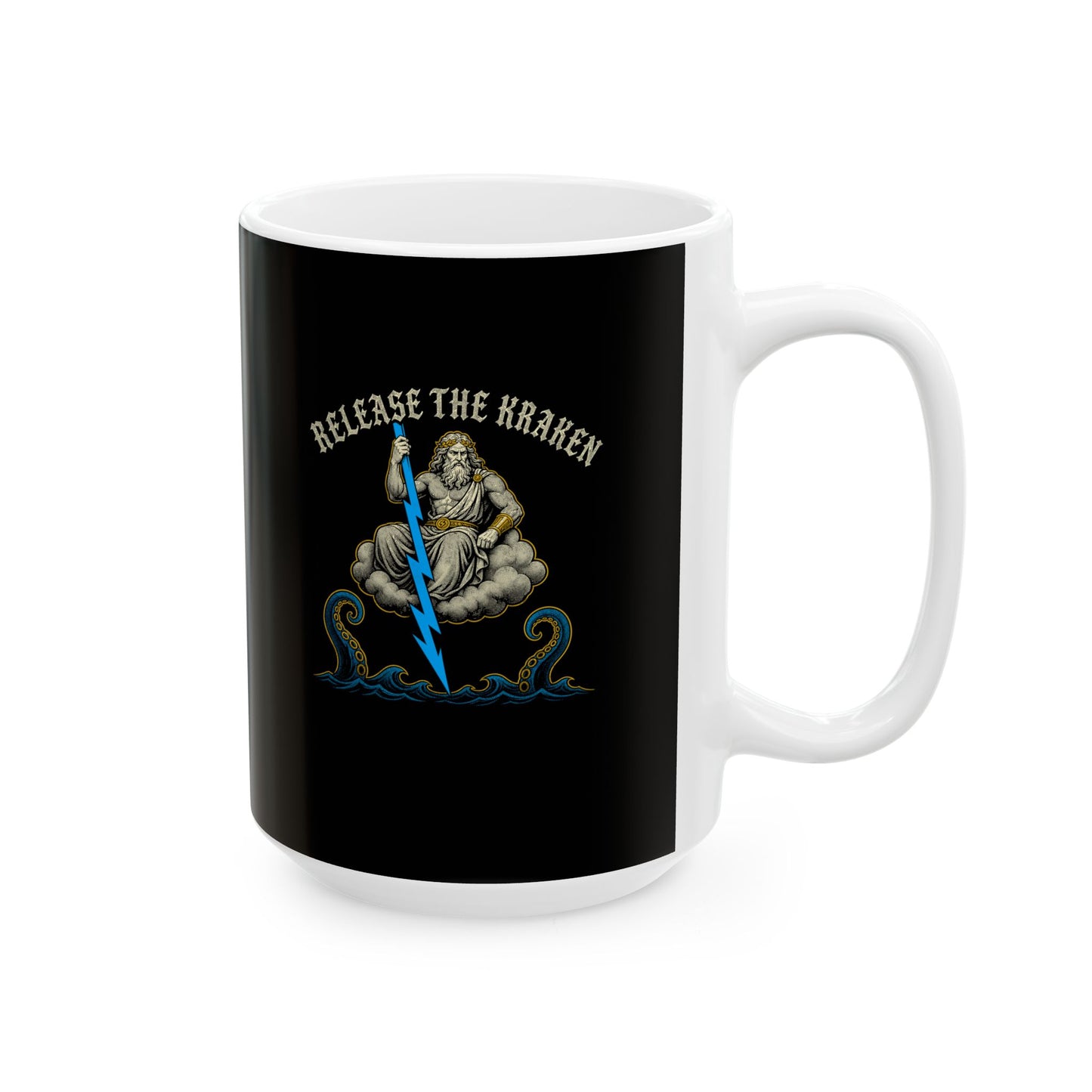 Zeus Release the Kraken Ceramic Mug, (11oz, 15oz)