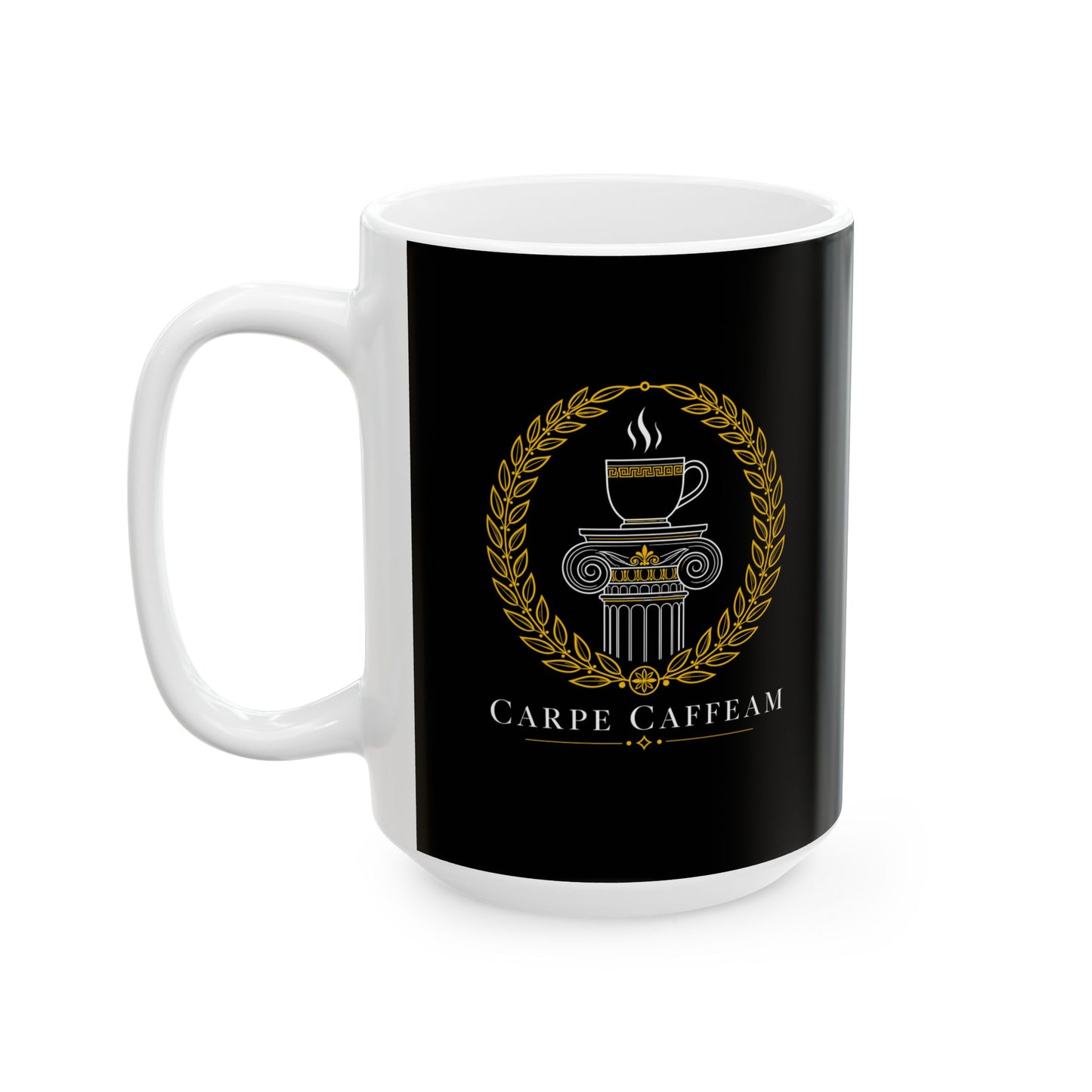 Carpe Caffeam Minimalist Ceramic Mug, (11oz, 15oz)