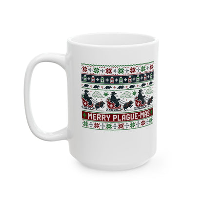 Ugly Sweater Style Merry Plaguemas Ceramic Mug, (11oz, 15oz)