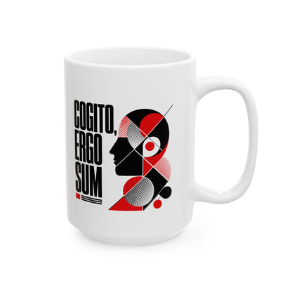 Cogito Ergo Sum Swiss Typography Ceramic Mug, (11oz, 15oz)