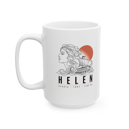 Helen of Troy Line Art Ceramic Mug, (11oz, 15oz)
