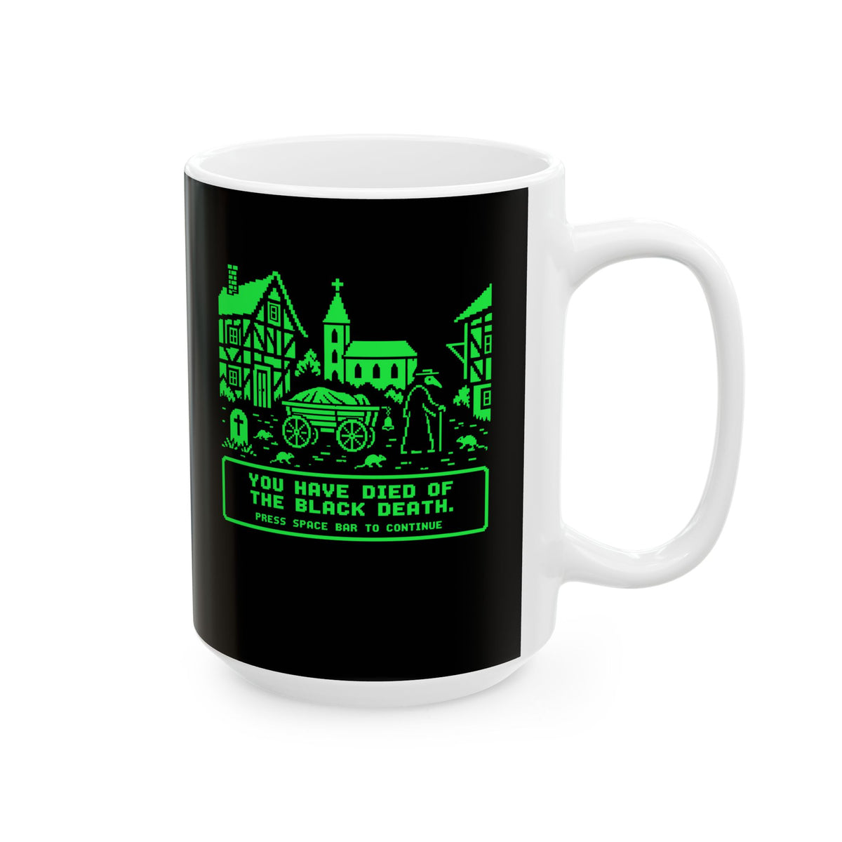 8 Bit Died of Black Plague Ceramic Mug, (11oz, 15oz)