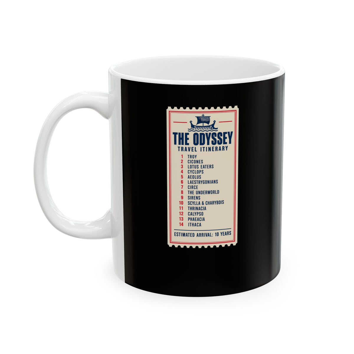 Odyssey Travel Itinerary Ceramic Mug, (11oz, 15oz)