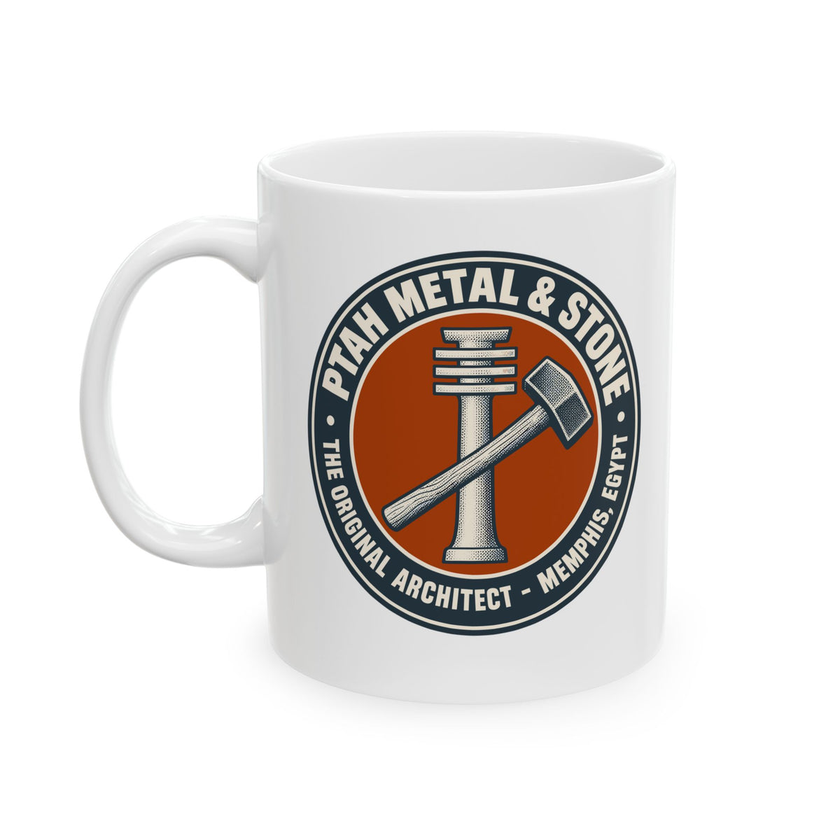 Ptah Metal & Stone Ceramic Mug, (11oz, 15oz)