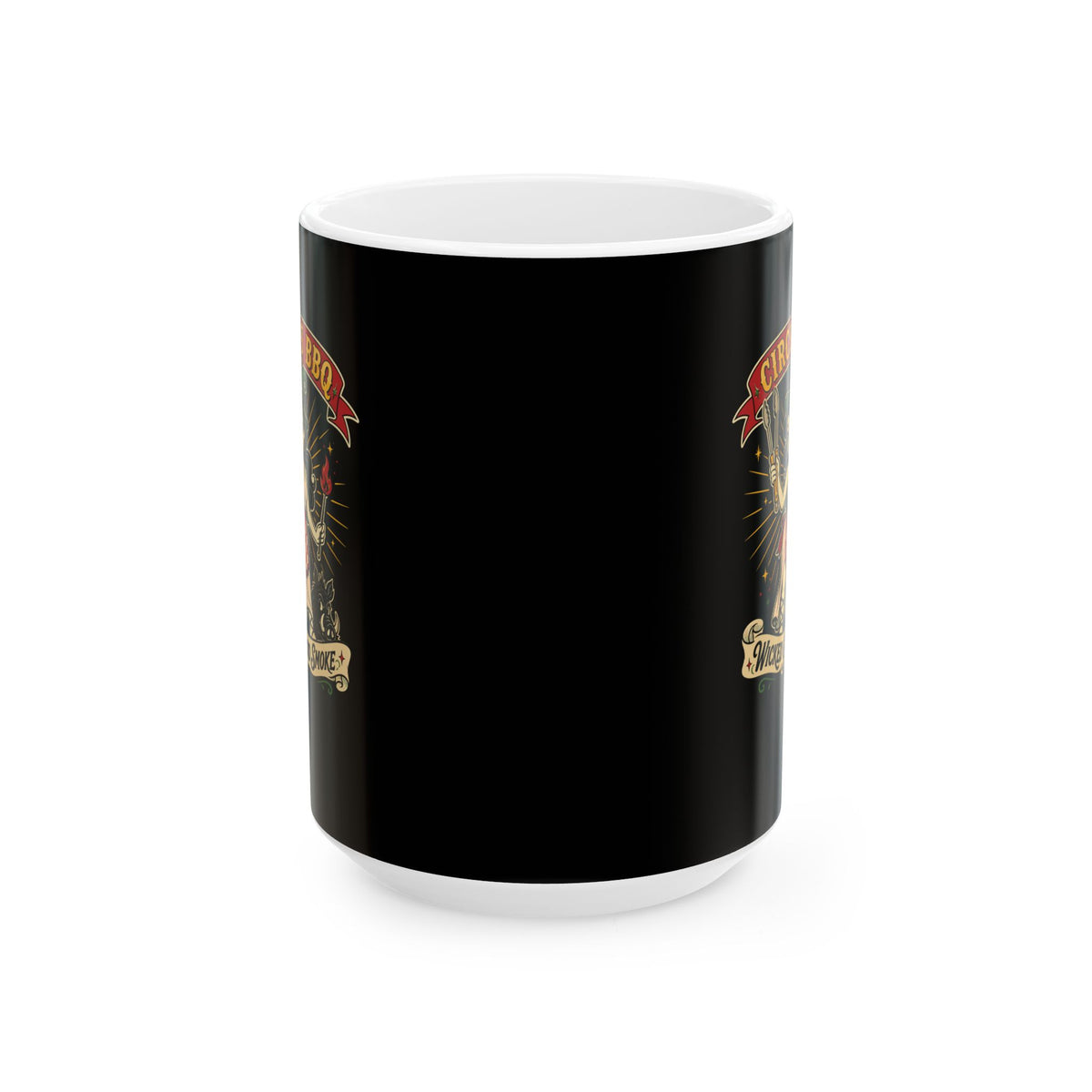 Circe's BBQ Wicked Good Smoke Ceramic Mug, (11oz, 15oz)