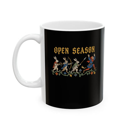 Open Season Medieval Marginalia Rabbits Ceramic Mug, (11oz, 15oz)