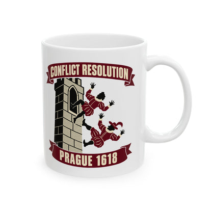 Prague Defenestration Conflict Resolution Poster Ceramic Mug, (11oz, 15oz)