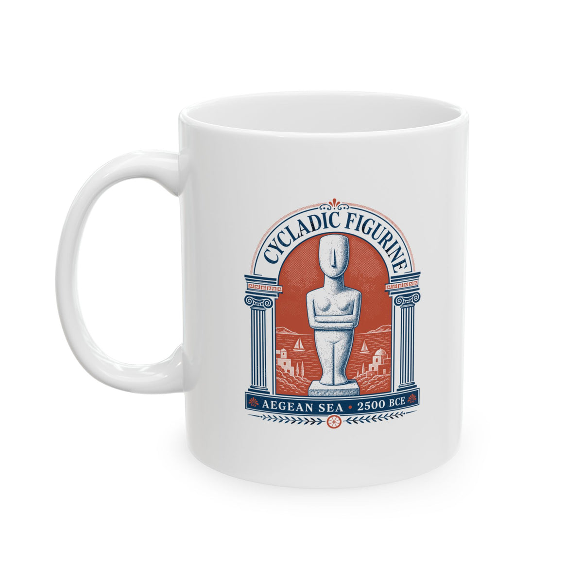 Cycladic Figurine 2500 Aegean Sea Ceramic Mug, (11oz, 15oz)