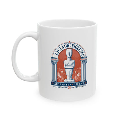 Cycladic Figurine 2500 Aegean Sea Ceramic Mug, (11oz, 15oz)